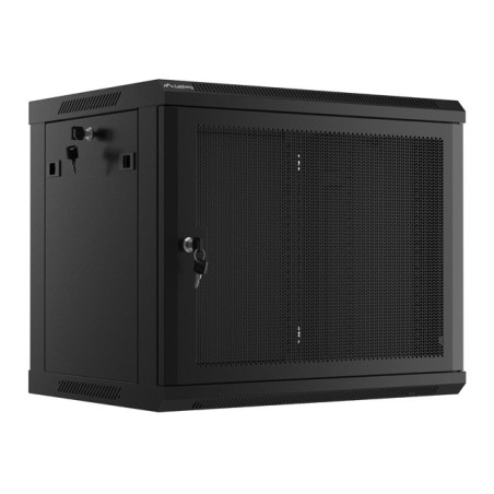 WALL-HUNG RACK CABINET 19" 9U 600X450 BLACK PERFORATED DOOR LANBERG (FLAT PACK)