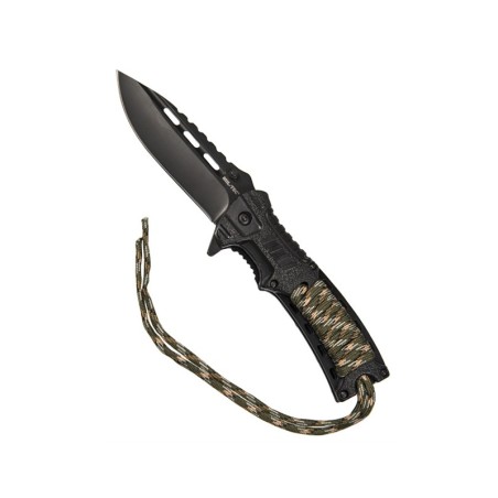 Mil-Tec Paracord folding knife with flintlock - Camo