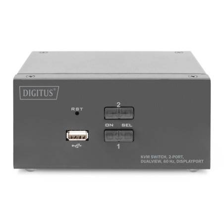 Digitus KVM Switch, 2-Port, Dual Display, 4K, DisplayPort®