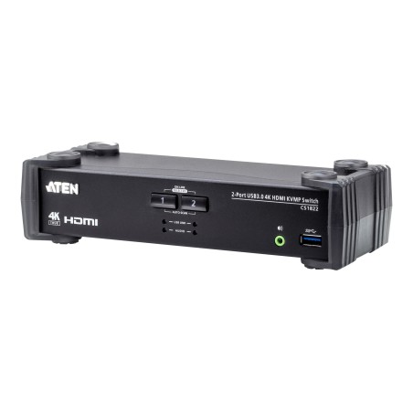 Aten 2-Port USB 3.0 4K HDMI KVMP Switch with Audio Mixer Mode | CS1822