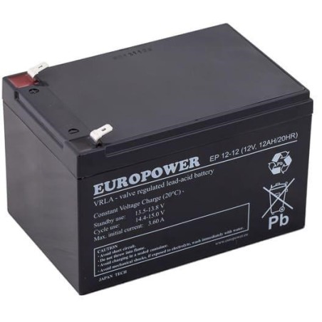 AGM BATTERY EUROPOWER EP series 12V 12Ah (Service life 6-9 years)