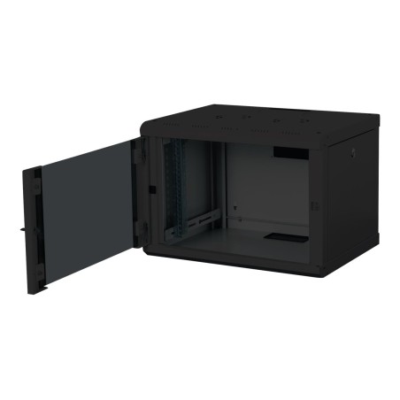 Digitus | Wall Mounting Cabinet | DN-19 07-U-SW | Black | IP protection class: IP20; Front door: Glass door, single opening; Cabinet type: Wall mounting cabinet; Equipment mounting depth min.-max.: 305-370 mm; Load capacity: 100 kg; Dimensions 420 x 600 x 450 mm,