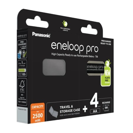 Rechargeable batteries PANASONIC ENELOOP PRO AA 2500 mAh 4 szt + case (BK-3HCDE/4CP+CASE)