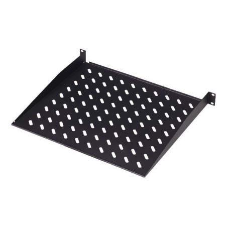 Digitus | Fixed Shelf for Racks | DN-19 TRAY-1-SW | Black | The shelves for fixed mounting can be installed easy on the two front 483 mm (19“) profile rails of your 483 mm (19“) network- or server cabinet. Due to their stable, perforated steel sheet with a high load capacity, they are the optimal surface for components which are not 483 mm (19”) suitable