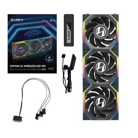 Lian Li UNI FAN SL Wireless LCD 120 Reverse Blade Computer case 12 cm Black 3 pc(s)