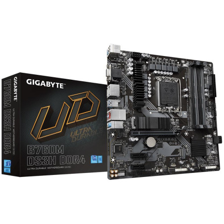 Mainboard|GIGABYTE|B760M DS3H DDR4|Intel B760 Express|LGA 1700|micro ATX|RAM DDR4-SDRAM|4xSlots|2xNumber of M.2 (M) slots|B760MDS3HDDR4