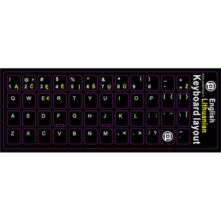 Lipdukai klaviatūrai/Keyboard stickers  LT+ENG, black