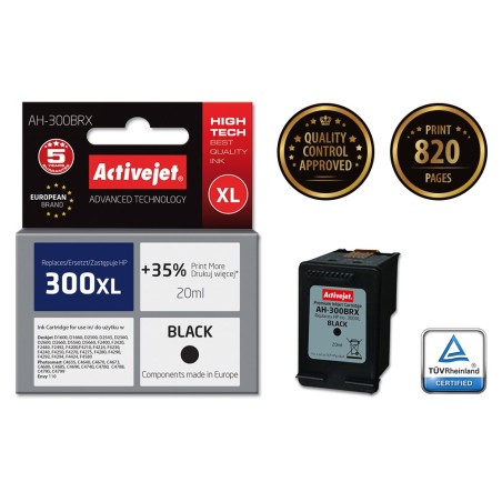 Activejet AH-300BRX Ink (replacement for HP 300XL CC641EE; Premium; 20 ml; black)