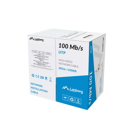 LANBERG LAN UTP CABLE 100MB/S 305M WIRE CCA GREY