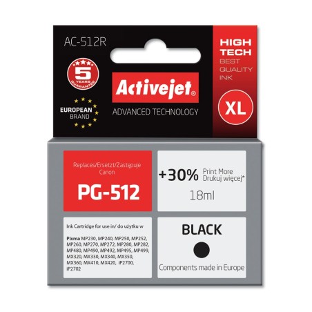 Activejet AC-512R Ink (replacement for Canon PG-512; Premium; 18 ml; black)